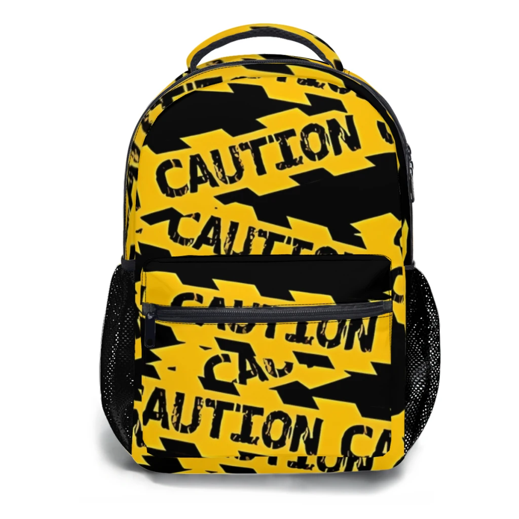 Unisex Caution Tape Mochila versátil, grande capacidade, impermeável, bolsa de computador lavável