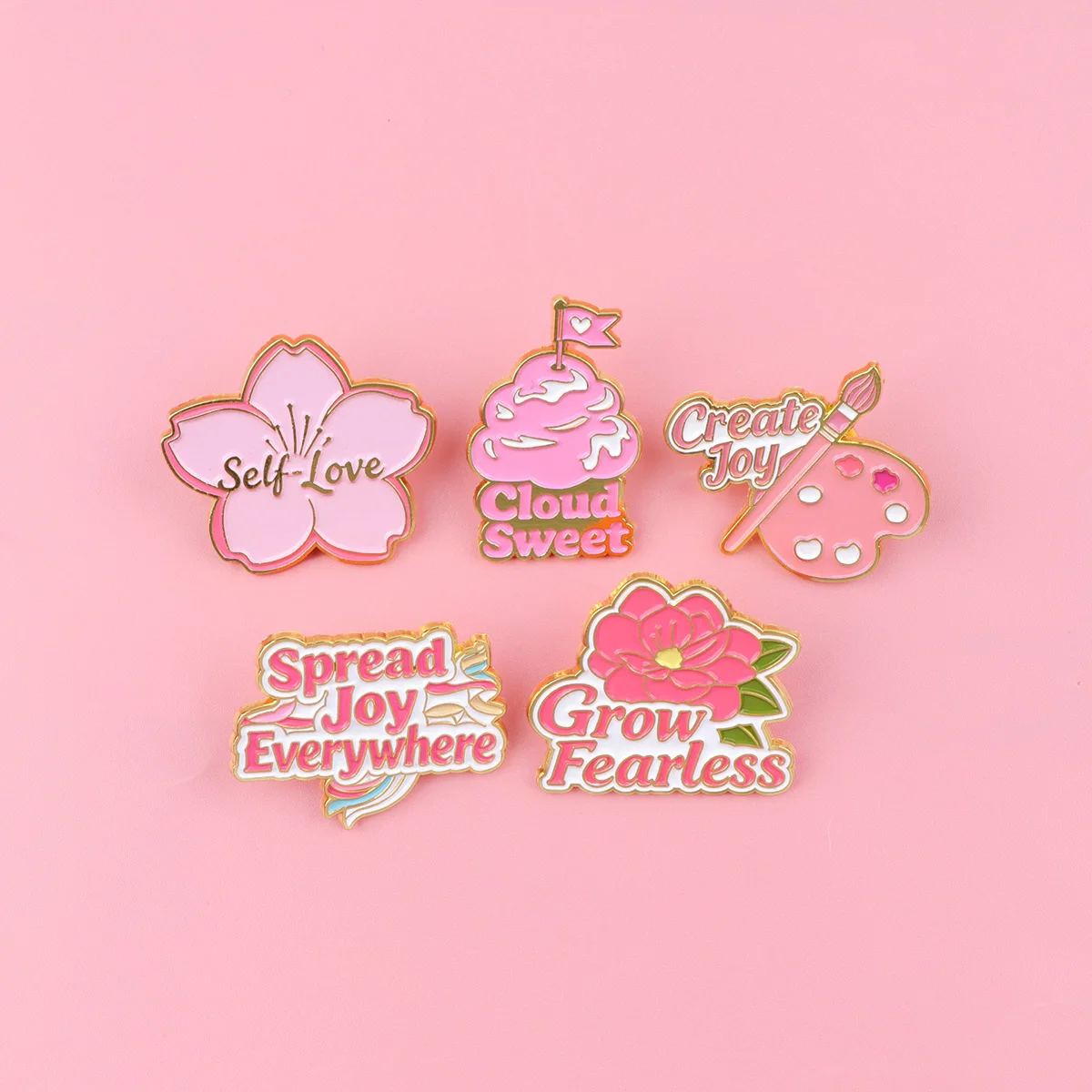 GROW FEARLESS Enamel Pin Flowers Quotes Brooch For Coat Women's Brooches Fashion Lapel Badges Jewelry Friends Gift