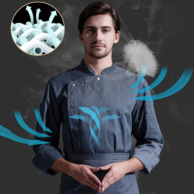 Veste de Chef Grise à Manches sulfpour Homme et Femme, Chemise de Cuisine de Restaurant, Pâtisserie d'Hôtel, Vêtements de Cuisine, Caffe, Salopette