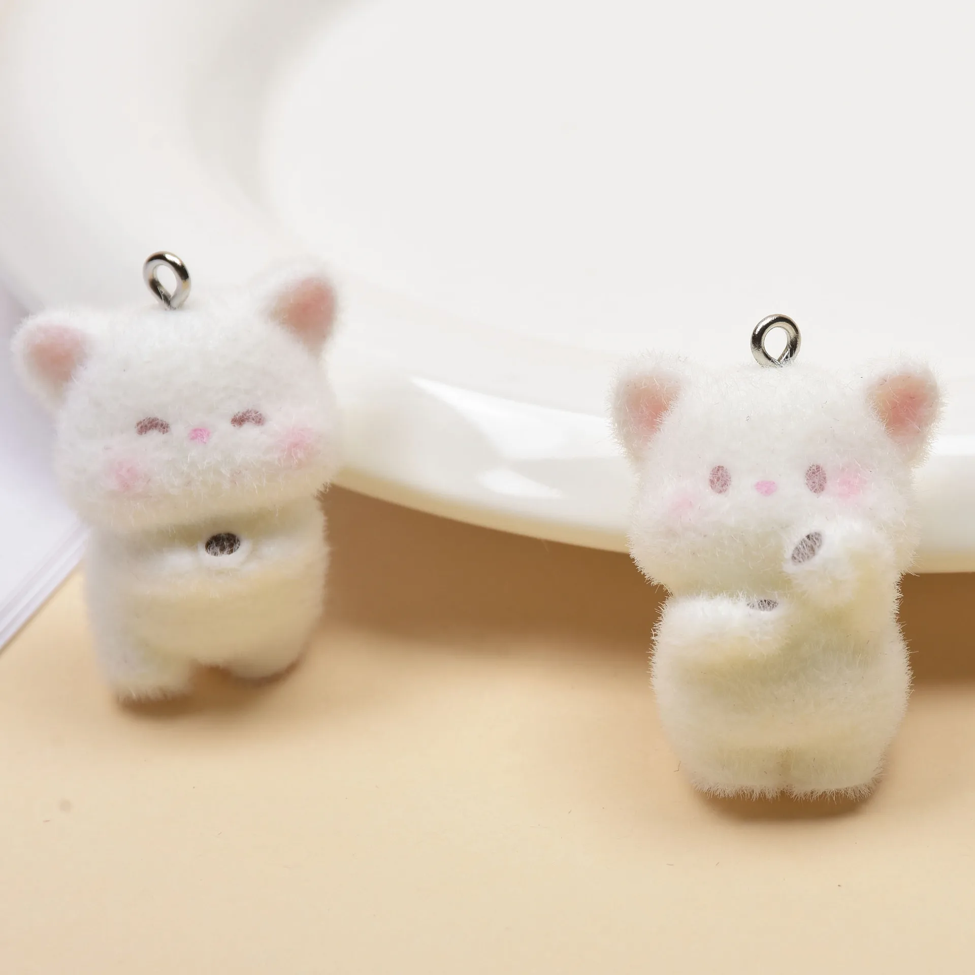 20pcs Cartoon Cute Resin Charms Flocking Doll little bear Pendant For Earrings Keychains Making DIY Jewelry Accessories