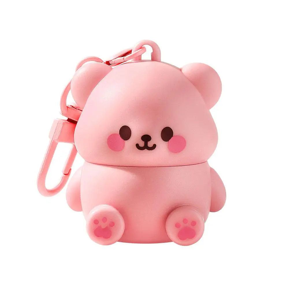 LLavero 2 en 1, lápiz labial para niños, cuidado con sabor afrutado, brillo hidratante para labios, bonito oso, agrietamiento, bálsamo L G9f9