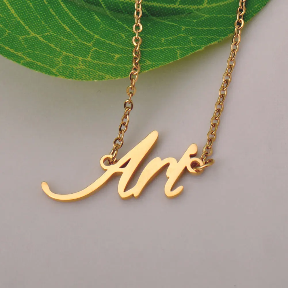 GR859C Gold Plated Ari Name Necklace for Women Personalized Stainless Steel Jewelry Pendant Femme Mothers Girlfriend Gift