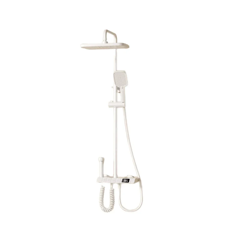 gp-Shower Set Household Cream Wind White Bathroom Constant Temperature Rain Booster Genuine All Copper Square Shower Head