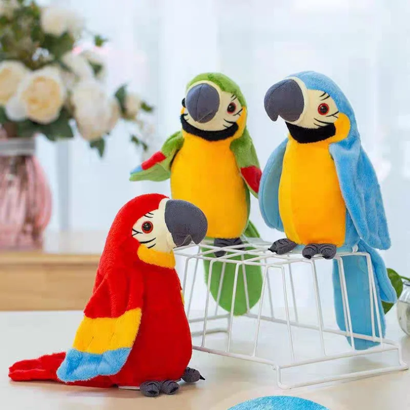 Generic Plush Realistic Parrot Toy Recordable Talking Singing Flap Wings Shake Head Early Education Companion For Kids
