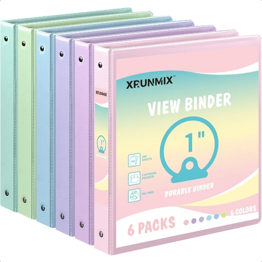 

Папка с 3 кольцами длиной 1 дюйм и карманами. Базовые папки. Пастельные папки длиной 1 дюйм. Размер буквы. 8,5 x 11 дюймов. Вместимость листа 200.