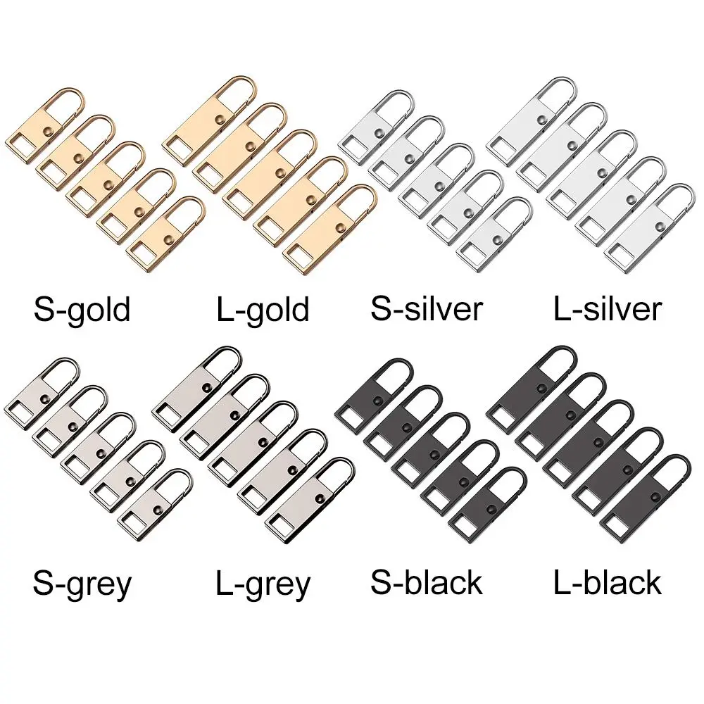 5pcs Detachable Metal Zipper Head Zipper Pull Instant Zipper Repair Kit Replacement Broken Buckle Travel Bag Suitcase Sewing Kit