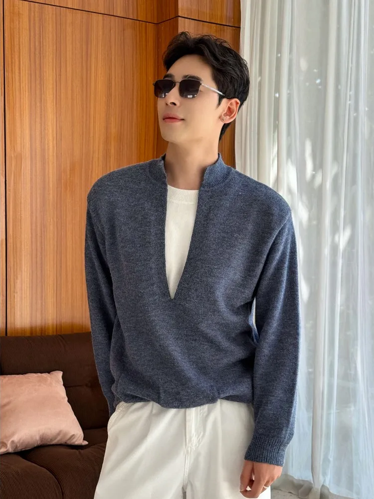 

2026 New mat V-ne Knitwear Men's Loose Luxury Overhead Sweater Base irt Casual Sle Busin Casual Warmth