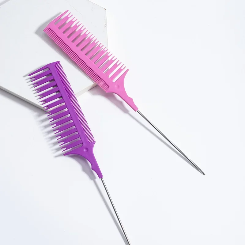 

Профессиональная парикмахерская расческа с кончиком хвоста, расческа для окрашивания, перегородка для волос, двухсторонняя мелирующая расческа, парикмахерская, расчески для стрижки волос