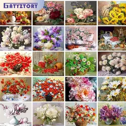 GATYZTORY Oil Painting By Numbers Flowers Acrylic Paints 60*75 Paint By Numbers Daisy Wall Picture For Adults Wholesale