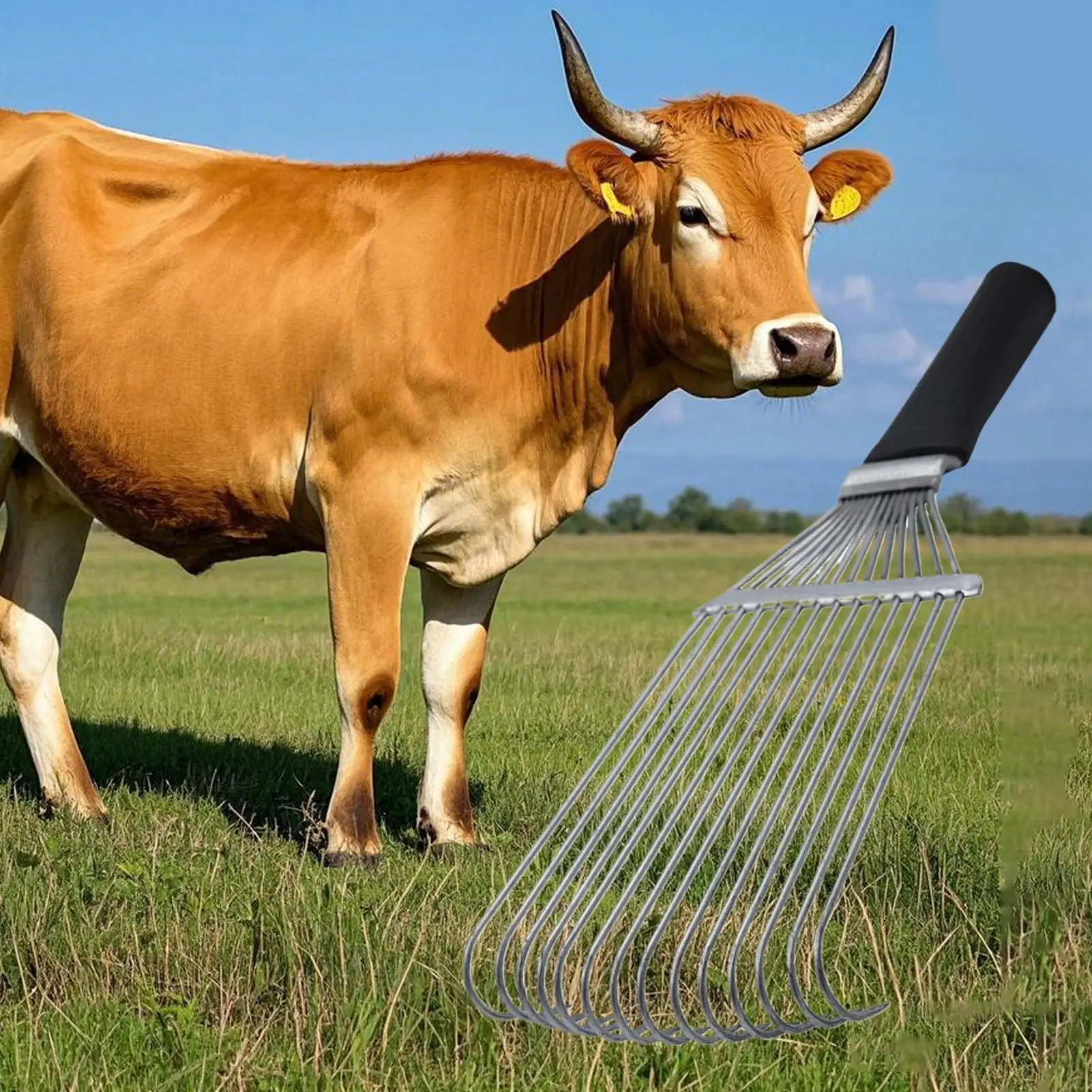 Livestock Shedding Rake Shedding Brush Undercoat Rake Ergonomic Steel Cashmere Wool Dematting Comb For Sheep Cow Goat Animals