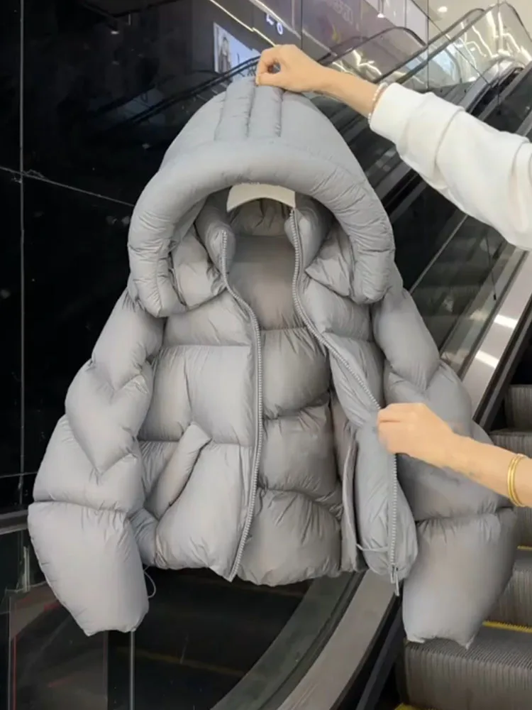 Unieke super schattige capuchon ey ort Puffer Jaet dames winter 2025, nieuwe Koreaanse Sle broodjas, verdikte bovenkleding