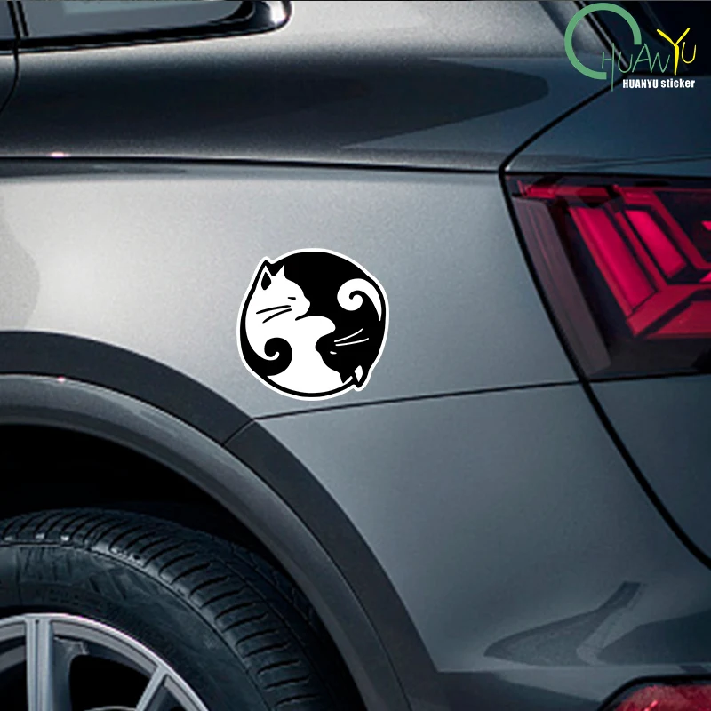 Cat Yin Yang Vinyl Decal Car Sticker Waterproof Car Decoration Body Bumper Rear Window Laptop Sticker