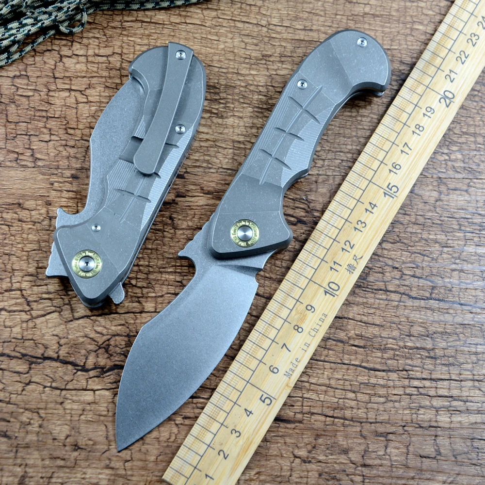 

TWOSUN TS594 Folding Knife K110 Blade Ceramic Ball Bearing Washer TC4 Titanium Handle Outdoor Camping Hunting Pocket Knife