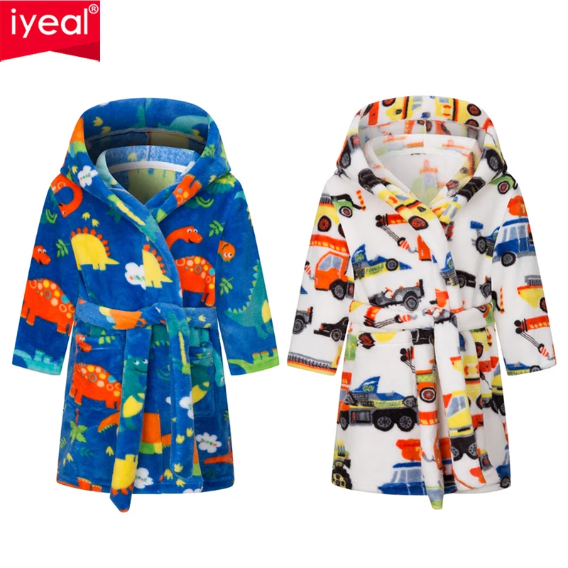 

IYEAL Winter Warm Home Wear Children Robes Clothing Sleepwear Kids Bathrobe Flannel Sleepwear Boys Robes For Girls Clothing