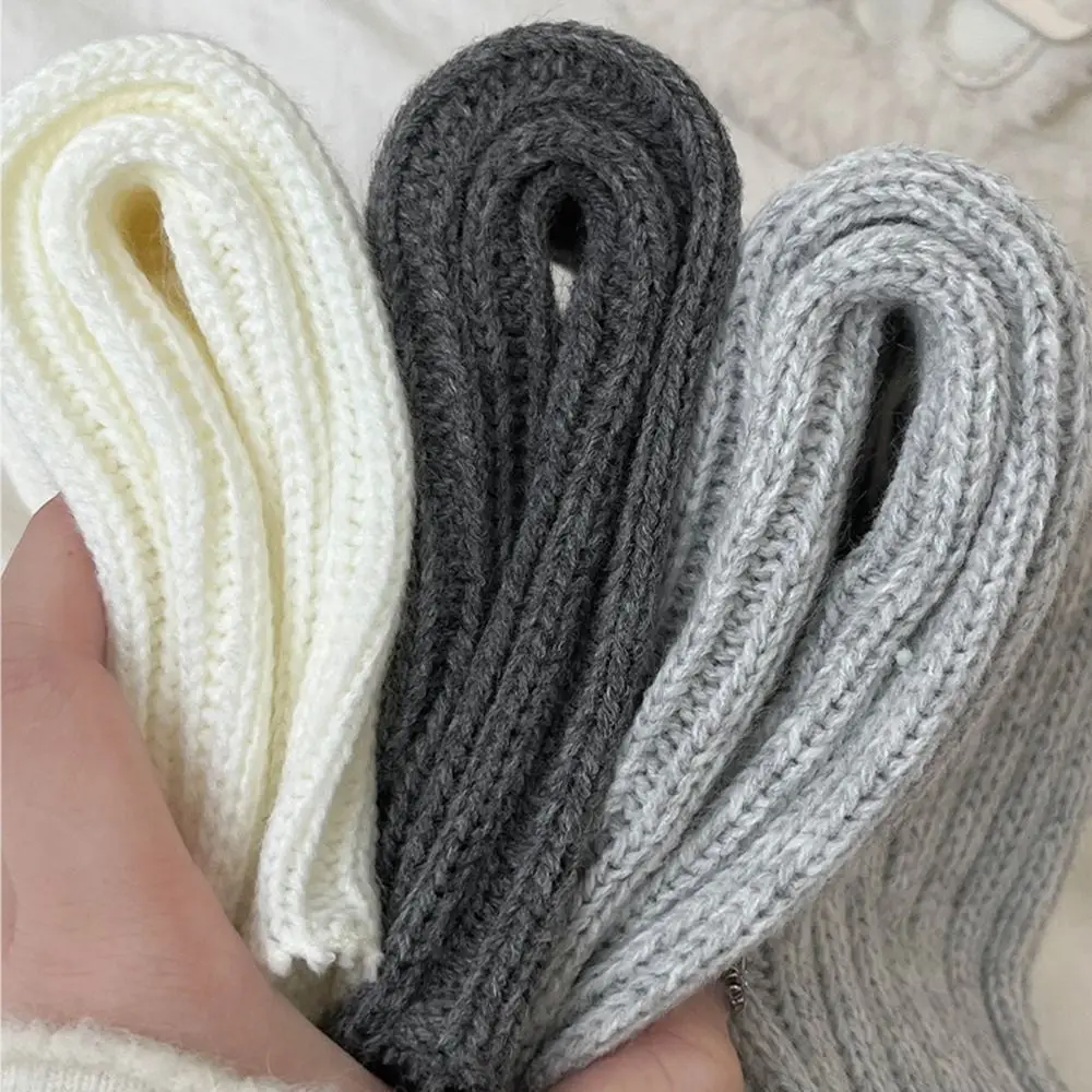 Cute Solid Color Knitted Leg Warmers Bowknot Hairball Thermal Foot Covers Breathable Comfortable Long Boot Cuffs Autumn