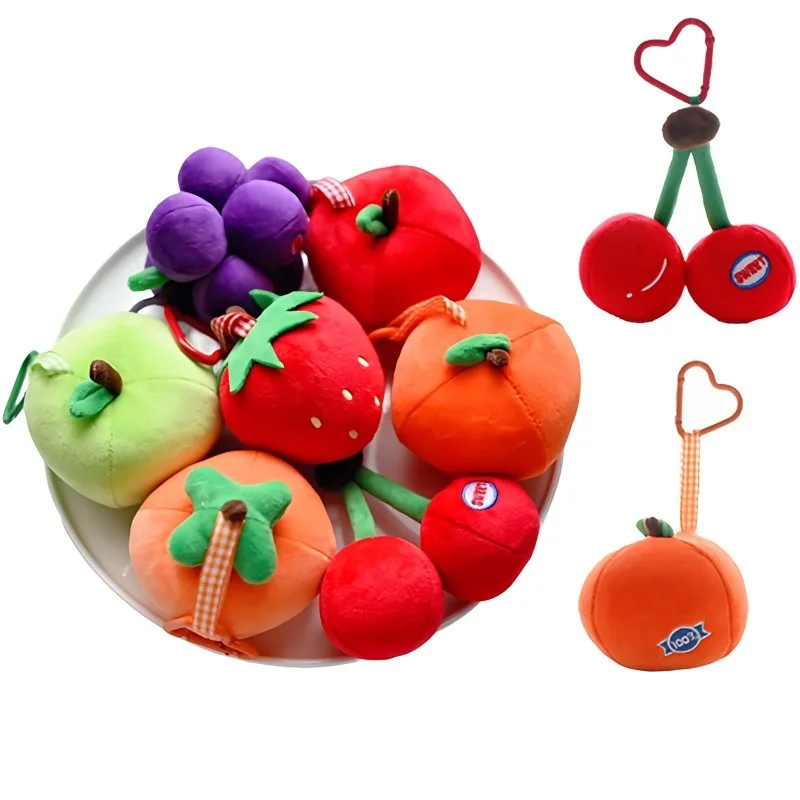 Soft Strawberry Plush Keychains Cute Red Apple Christmas Pendant Cartoon Fruit Doll Knapsack Decor Creative Gifts for Child