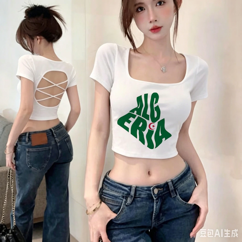 Algeria crop top shoujo korean fashion alternative  funny graphic japan tshirt baddie manga goth