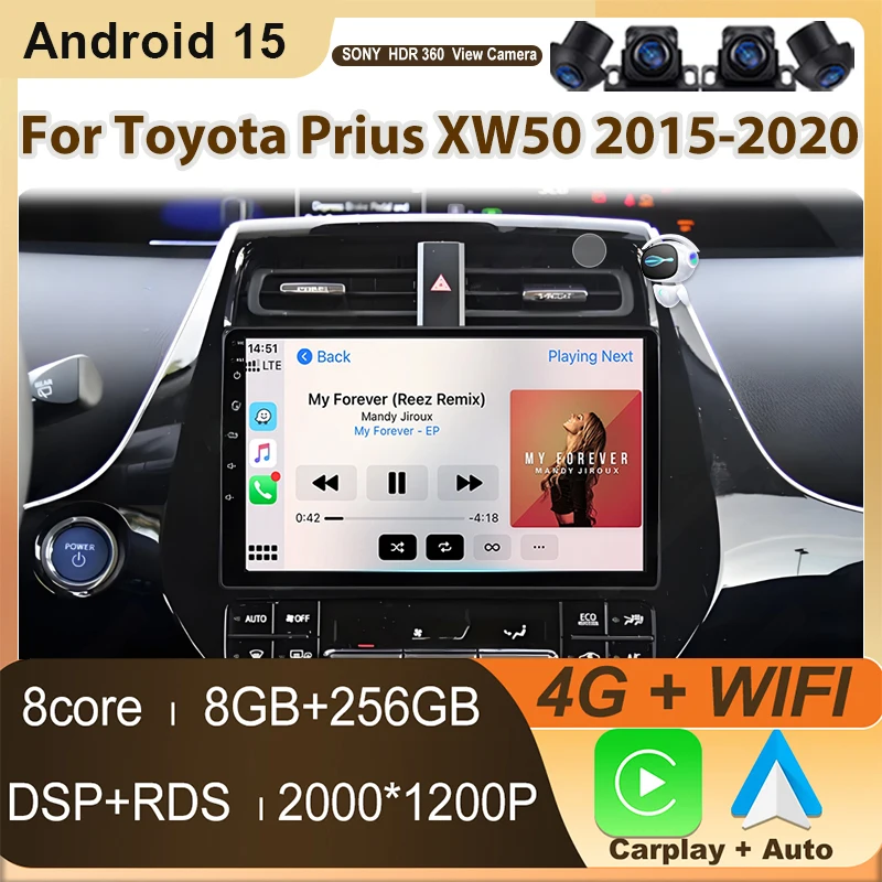 

Android For Toyota Prius XW50 2015-2020 Car Player Auto Radio Multimedia GPS Video Navigation Carplay DSP 2din DVD Rear camera