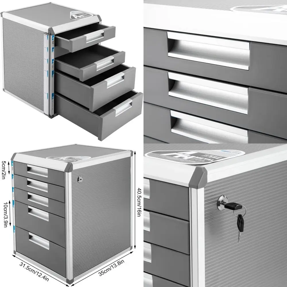 

Металлический боковой шкаф для документов с замком, выдвижные ящики для хранения под столом, для домашнего офиса, формат A4/Legal