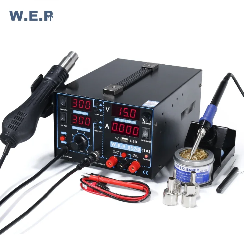 WEP 853D 1A USB 3 in 1 Powerful Other Welding Table Equipment Smd Hot Air SMD Hot air Solder Rework Soldering Station
