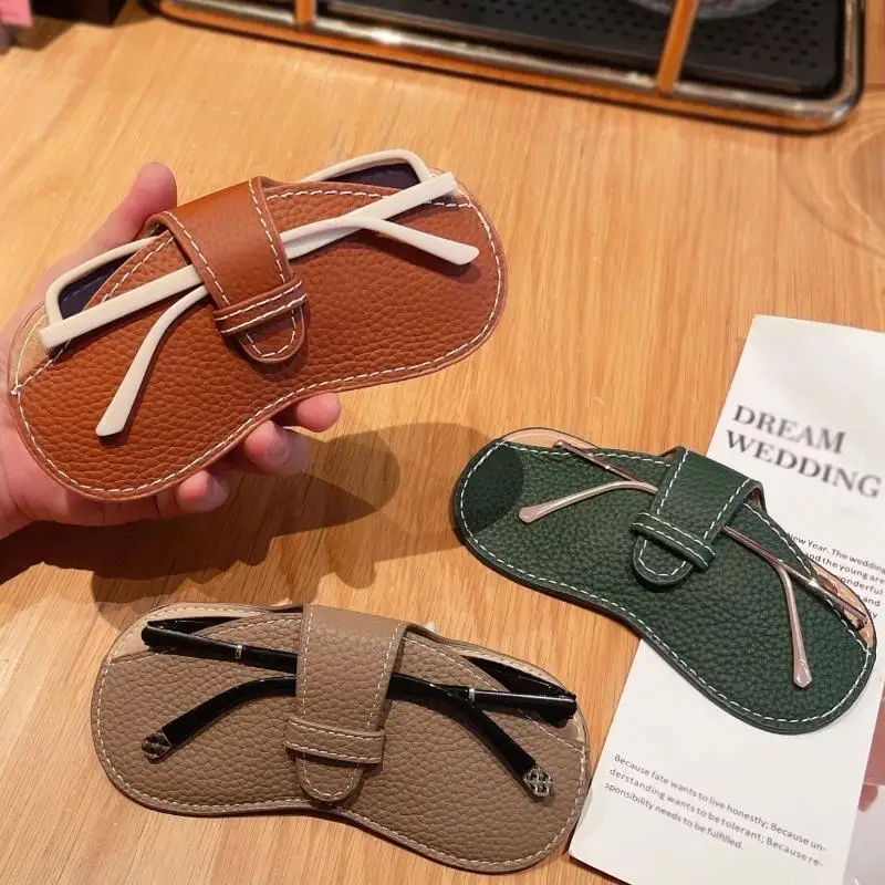 

Leather Sunglasses Storage Bag Solid Color Durable Hanging Sunglasses With Lanyard Porable SunGlasses Holder Bag Accessories