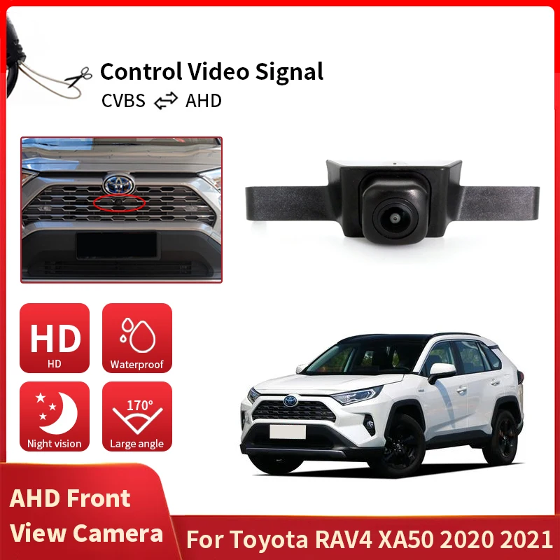 AHD Car Front View Camera For Toyota RAV4 XA50 2020 2021 Waterproof Night Vision Fisheye Front Grille Camera