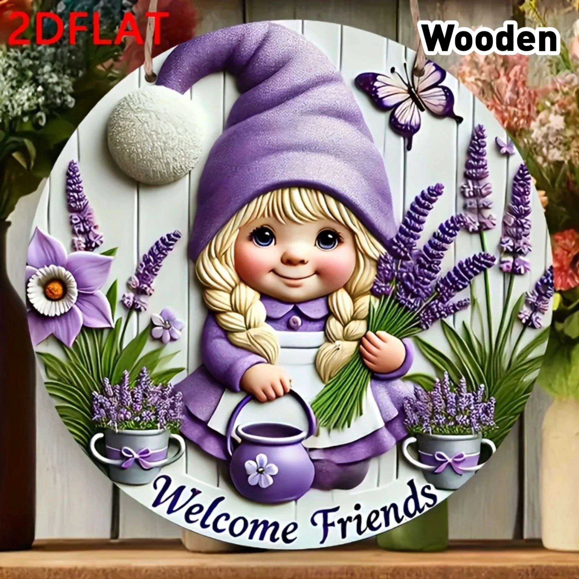 Hd Tin-Made Rainbow Gradient Butterfly 2D Flat Luxurious Wood Grain Style Wall Decoration, Suitable for Home and Garden
