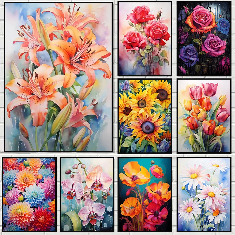 Modern Art Flower Power Poster Aesthetic Canvas Paintings and Prints Wall Art HD Pictures for Home Office Room Decor Frameles