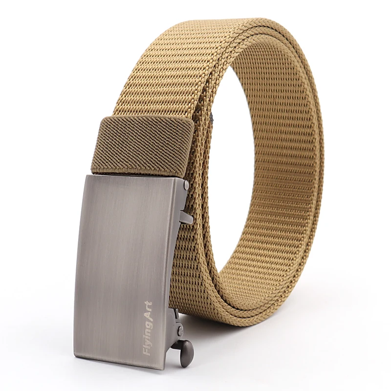 Men's Tactical Golf Sports Belt Woven Canvas Breathable Metal Automatic Buckle Tough Nylon Military Belt in Big Sizes 100-160cm