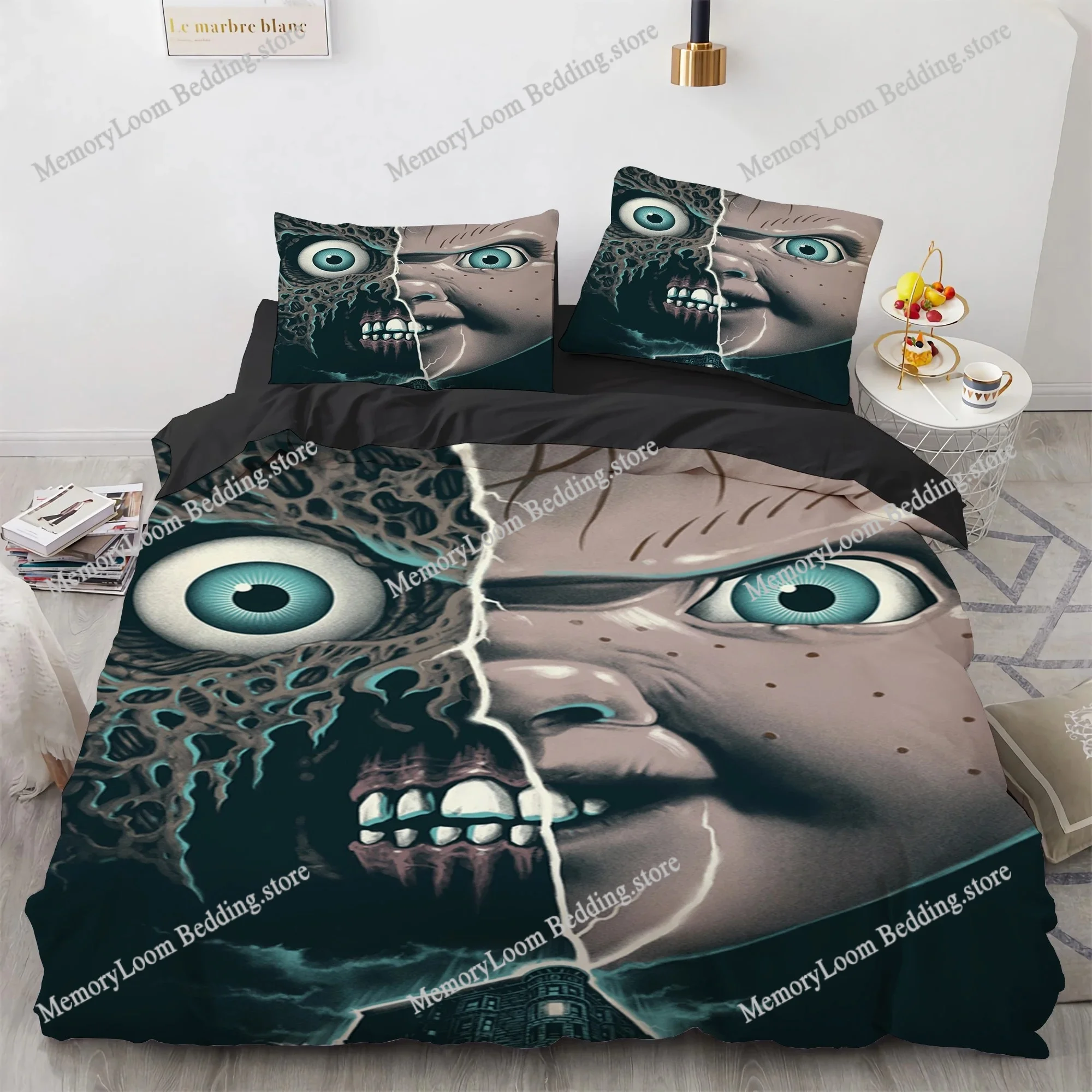 

Terror Design Bedding Sets Bedroom Decorative Duvet Covet Set Bedspread Cover with Pillow Shams Microfiber Quilt Cover Horror