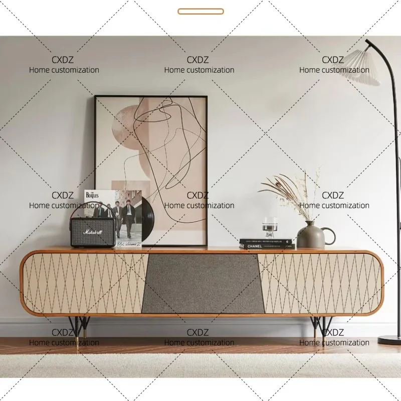 XXWhole House Furniture Solid Wood TV Cabinet Ash Wood Wall Simple Modern Locker Floor Log Furniture