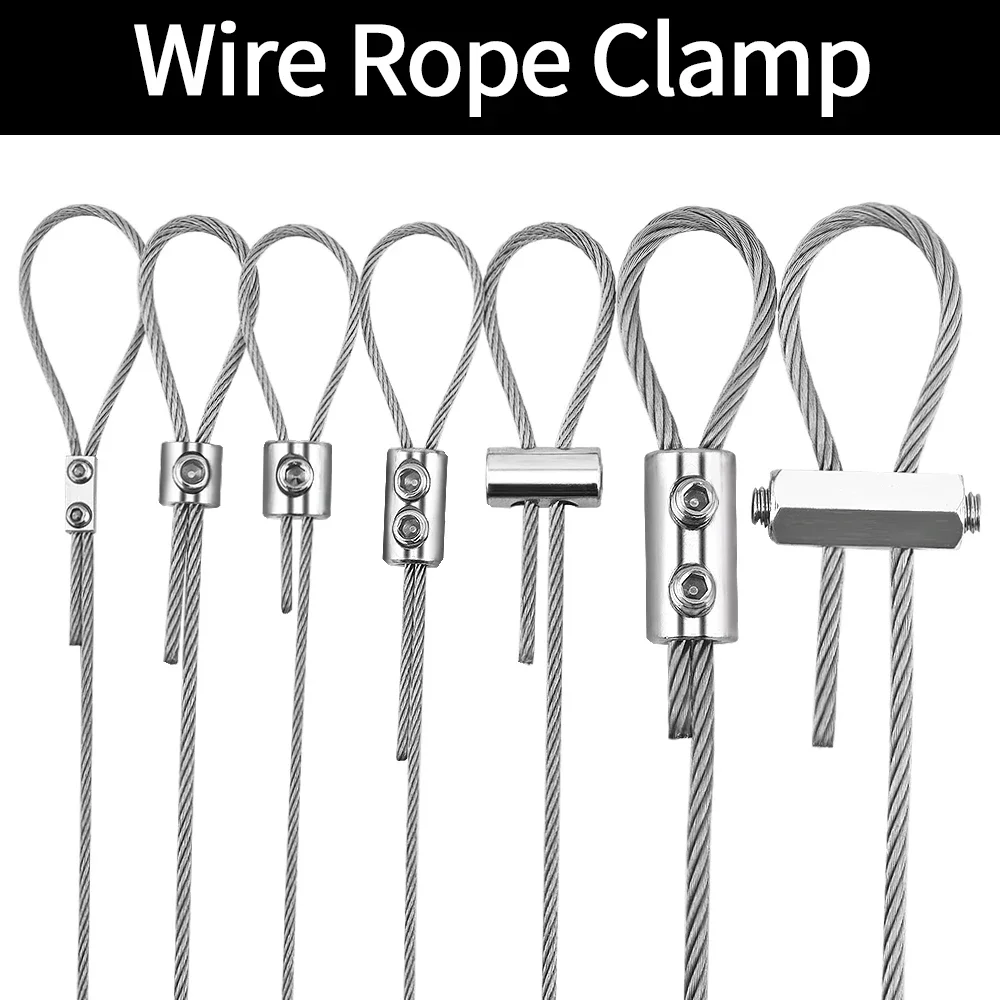 1-4mm Adjustable Stainless Steel Wire Rope Metal Suspension Clamp Used For Hanging Accessories Sling Screws Cable Fixing Tools