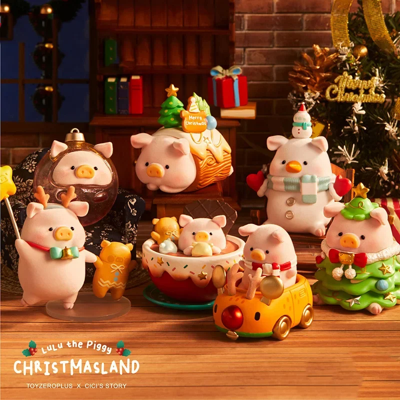 LuLu Pig Christmas Town Series Blind Random Box Toys Tide Play Surprise Box Guess Bag Kawaii Desktop Model Girls Gift Decoration