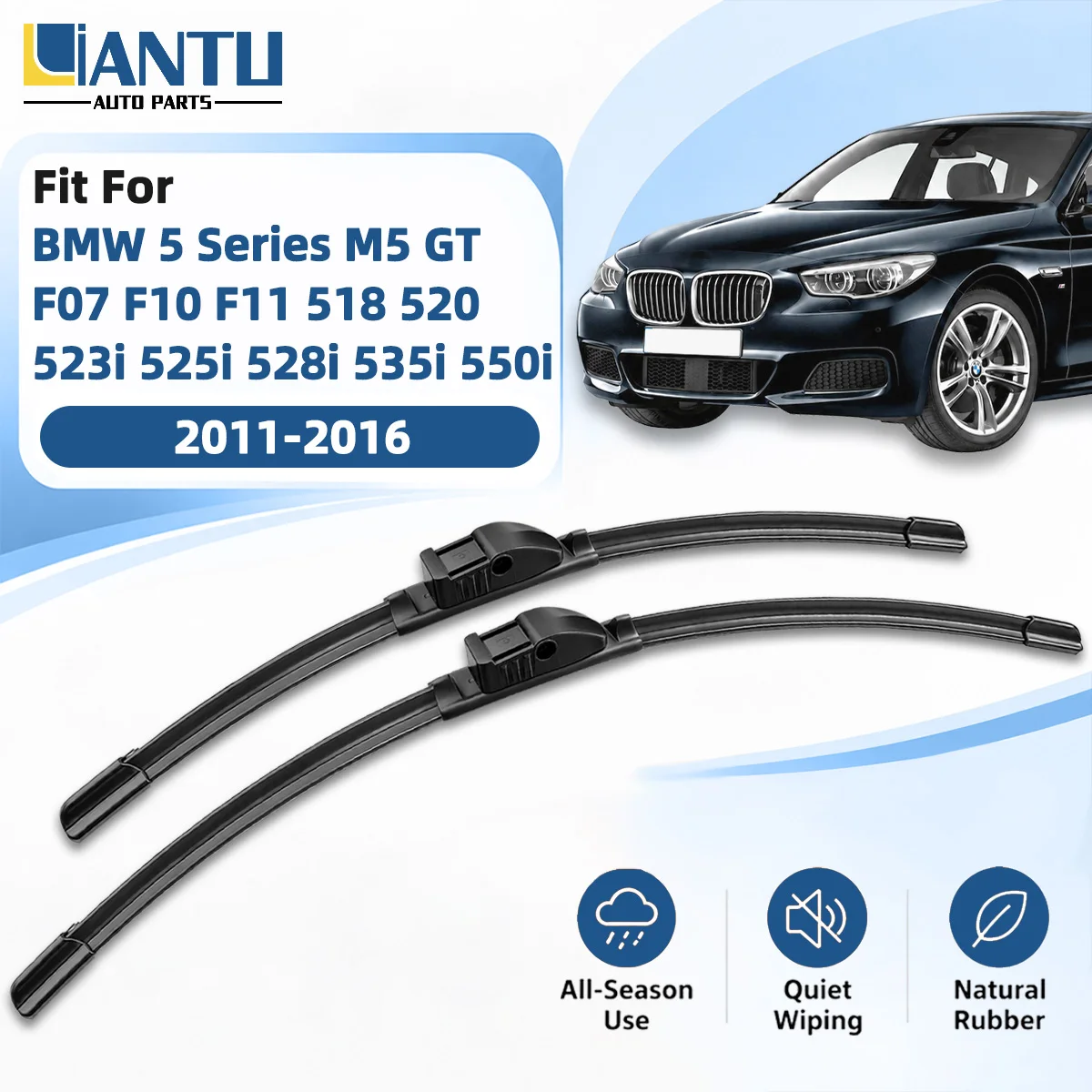 PINMOAP, passend für BMW 5er-Reihe M5 GT F07 F10 F11 518 520 523i 525i 528i 535i 550i, 2 Stück, Scheibenwischerblätter, Autozubehör. – Detail 1