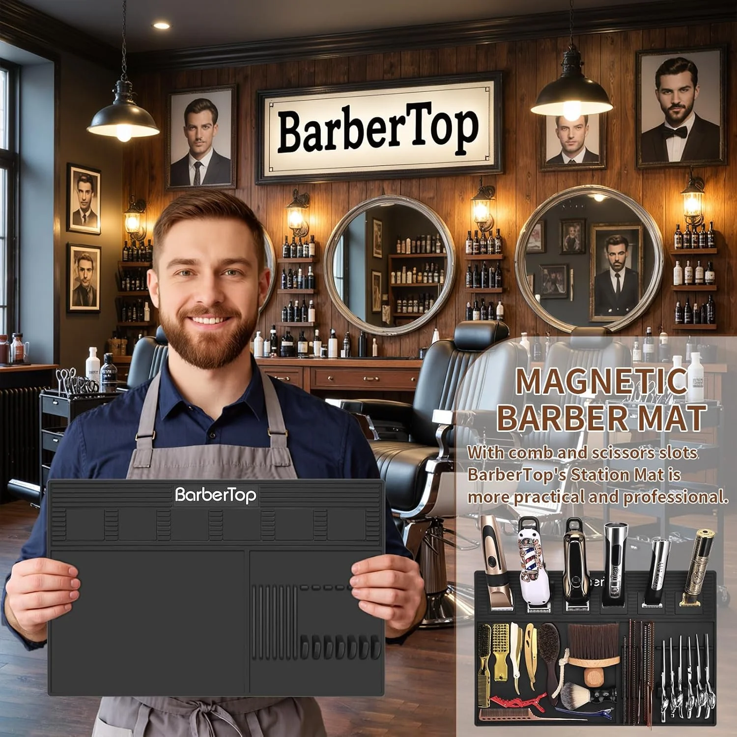 

Магнитный коврик-органайзер для парикмахерских инструментов: триммеров, ножниц, подставка для инструментов на стол, различные стили в наличии