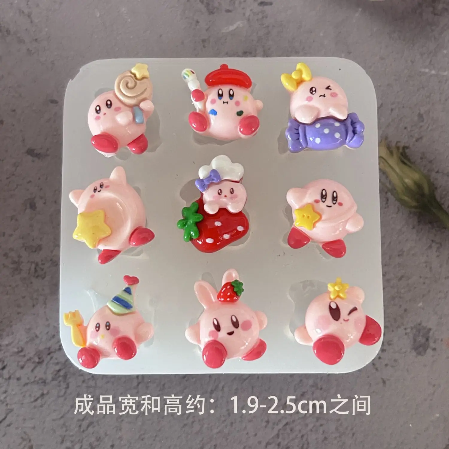 Kirby Silicone Mold Fashion Creativity Modeling Glossy Surface Mold Diy Phone Sticker Refrigerator Magnet Resin Casting Mold view 3