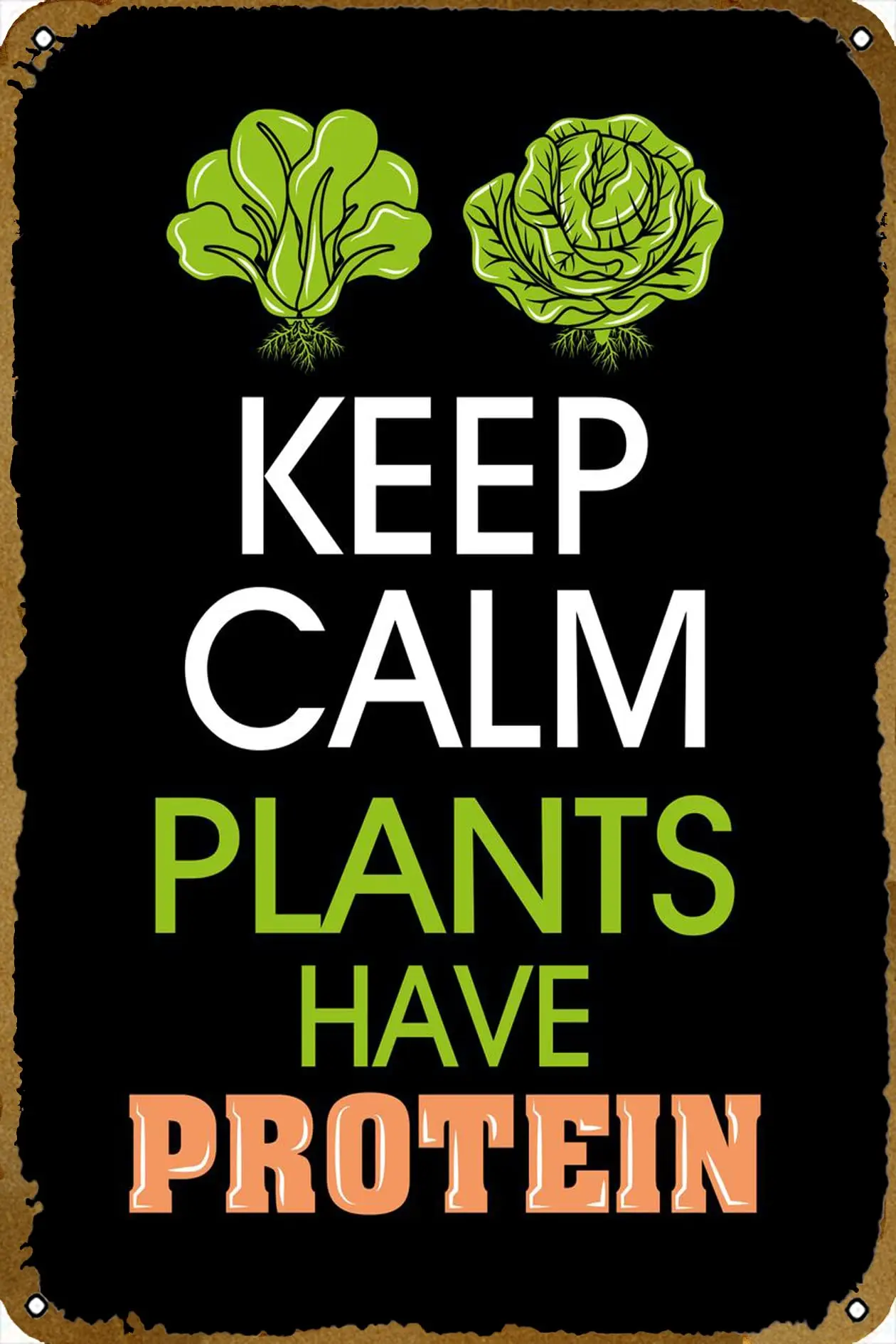 Растения есть протеиновые веганские металлические жестяные вывески для бара, кафе, тренажерного зала, человека, пещерного бара, домашнего клуба, гаража, настенного плаката, дизайна, настенного интересного знака
