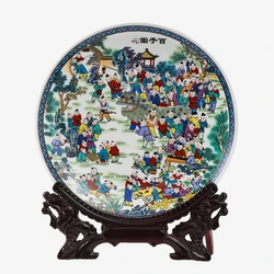 10 Inch Chinese Retro Jingdezhen Ceramic Hanging Plate Decorative Ceramic Plate for Home Living Room And Wine Cabinet