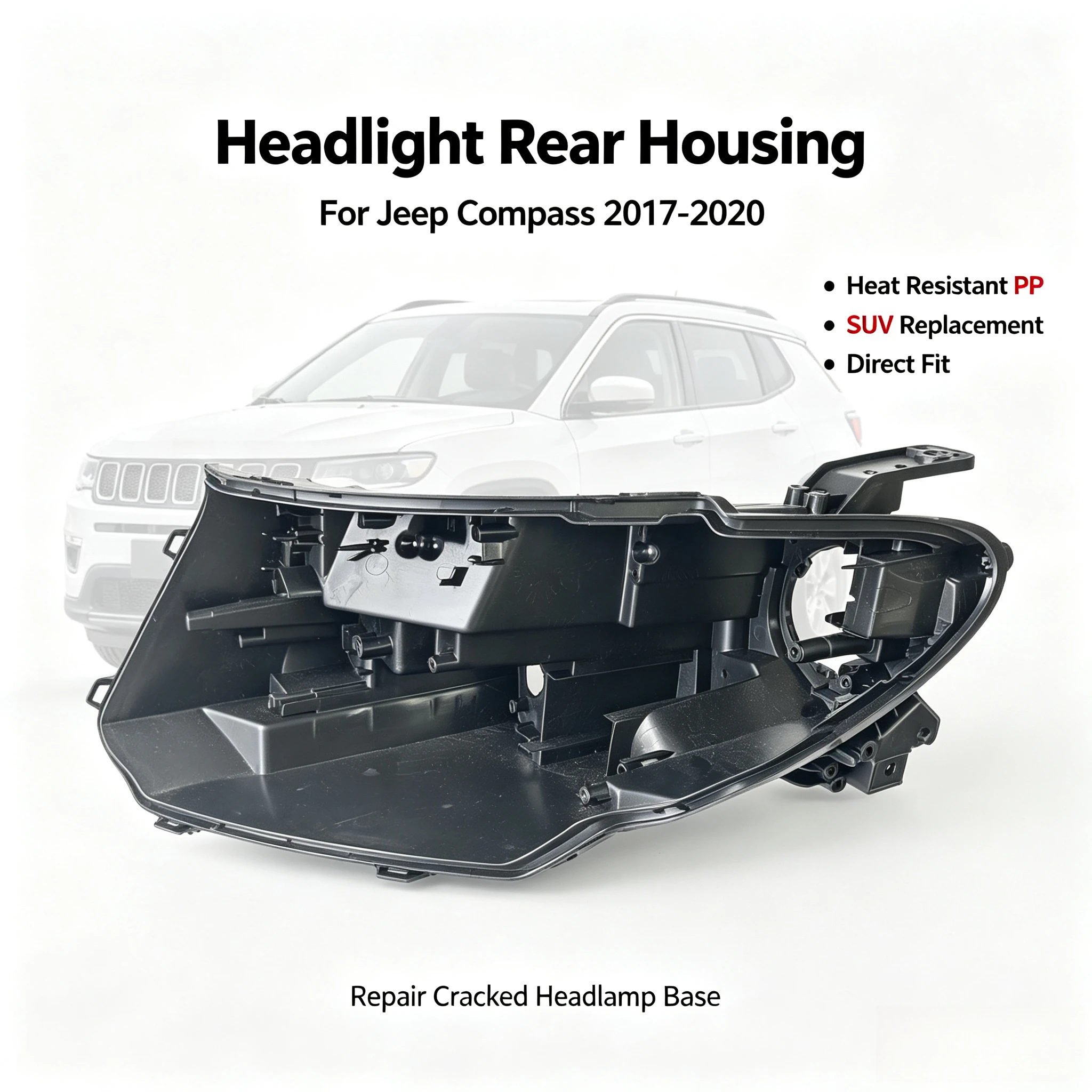 Moggic Headlight Housing Back Cover Case Compatible With Compass 2017 2018 2019 2020 Latitude Limited Trailhawk Sport
