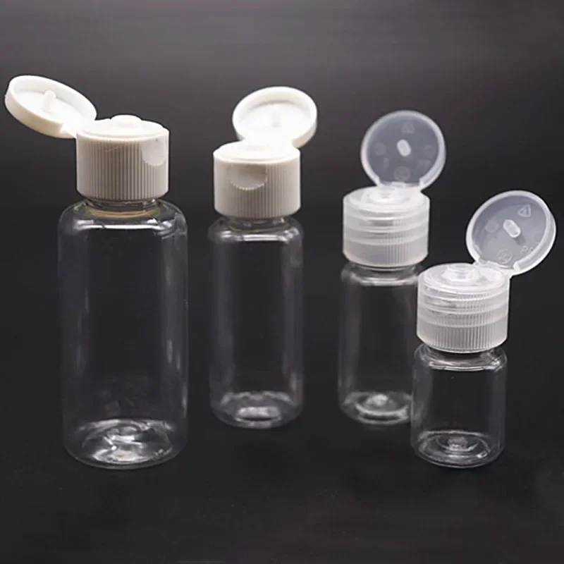 

100pcs 5ml 10ml 20ml 30ml Plastic PET Clear Flip Lid Lotion Bottles Cosmetic Sample Container Travel Liquid Screw cap Fill Vials