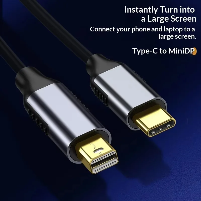 Type-C to Mini DP Cable 4K 60Hz, USB C to Mini DisplayPort Converter for Laptop Phone to Monitor TV Projector, 1.8M