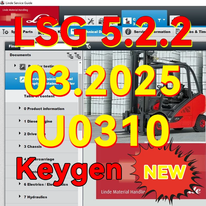 

2025 LSG 5.2.2 U0310 [2025.03] Для LINDE SERVICE GUIDE + разблокированный Keygen Необмежена установка на нескольких компьютерах Работает для вилочного подъема