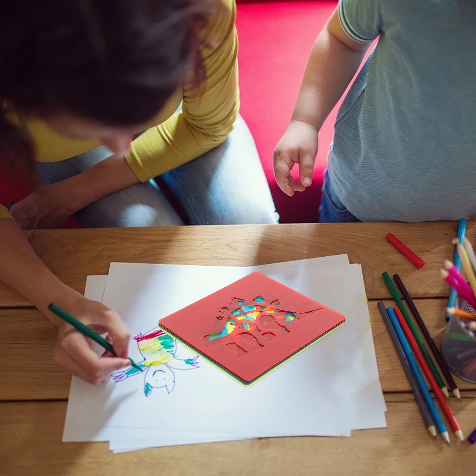 12 Stück wiederverwendbare Tier-Schablonen für Kinder, Kunststoff-Vorlagen, Zeichenschablonen, Malerei, Bastelprojekte, Schablonen für die frühe Bildung, Action