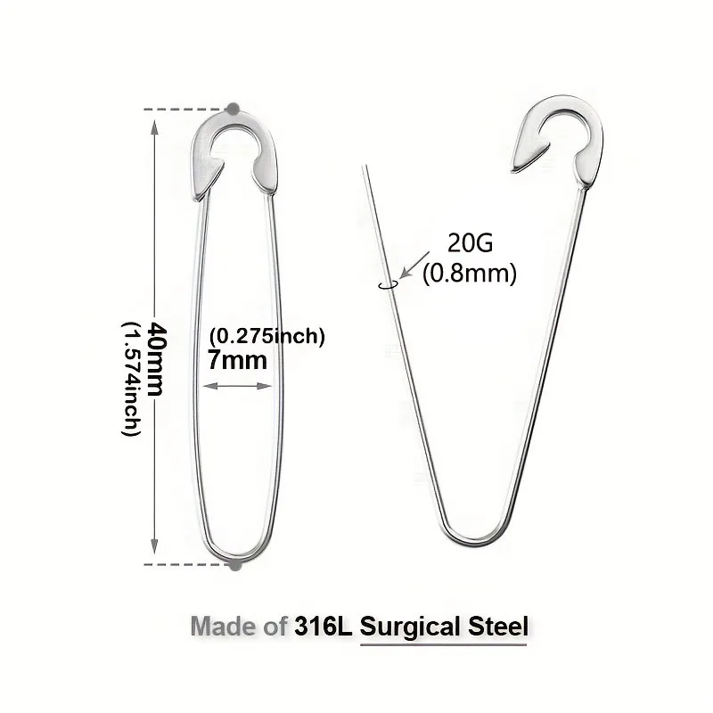 1pc Unique Surgical Stainless Steel Paperclip Safety Pin Earrings for Men and Women Fashionable Stud Piercing Jewelry Daily Wear