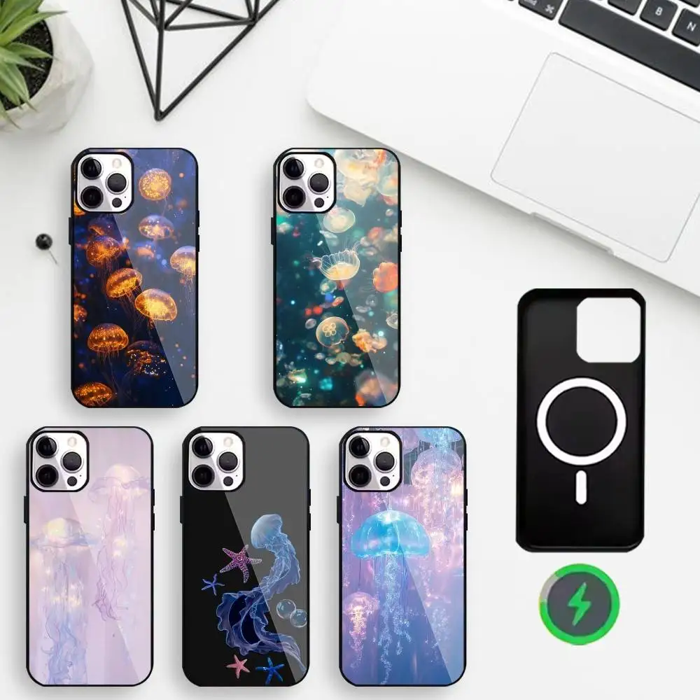 

Scratch - Resistant Jellyfish Phone Case For iPhone17,16,15,14,13,12,Wireless charging protective case soft cover