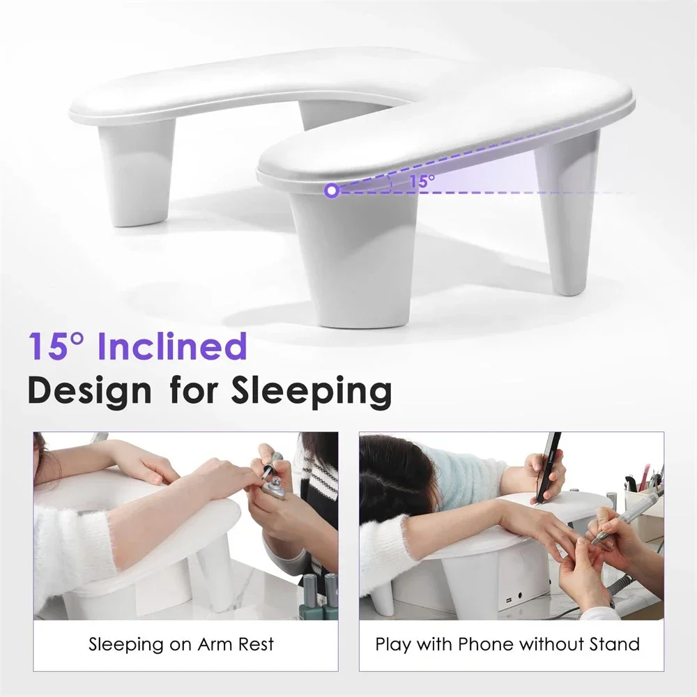 

1pc PU Slanted Nail Table Manicure Hand Pillow, Home Nail Salon Comfortable Arm Hand Rest for Hands Manicure, Easy to install