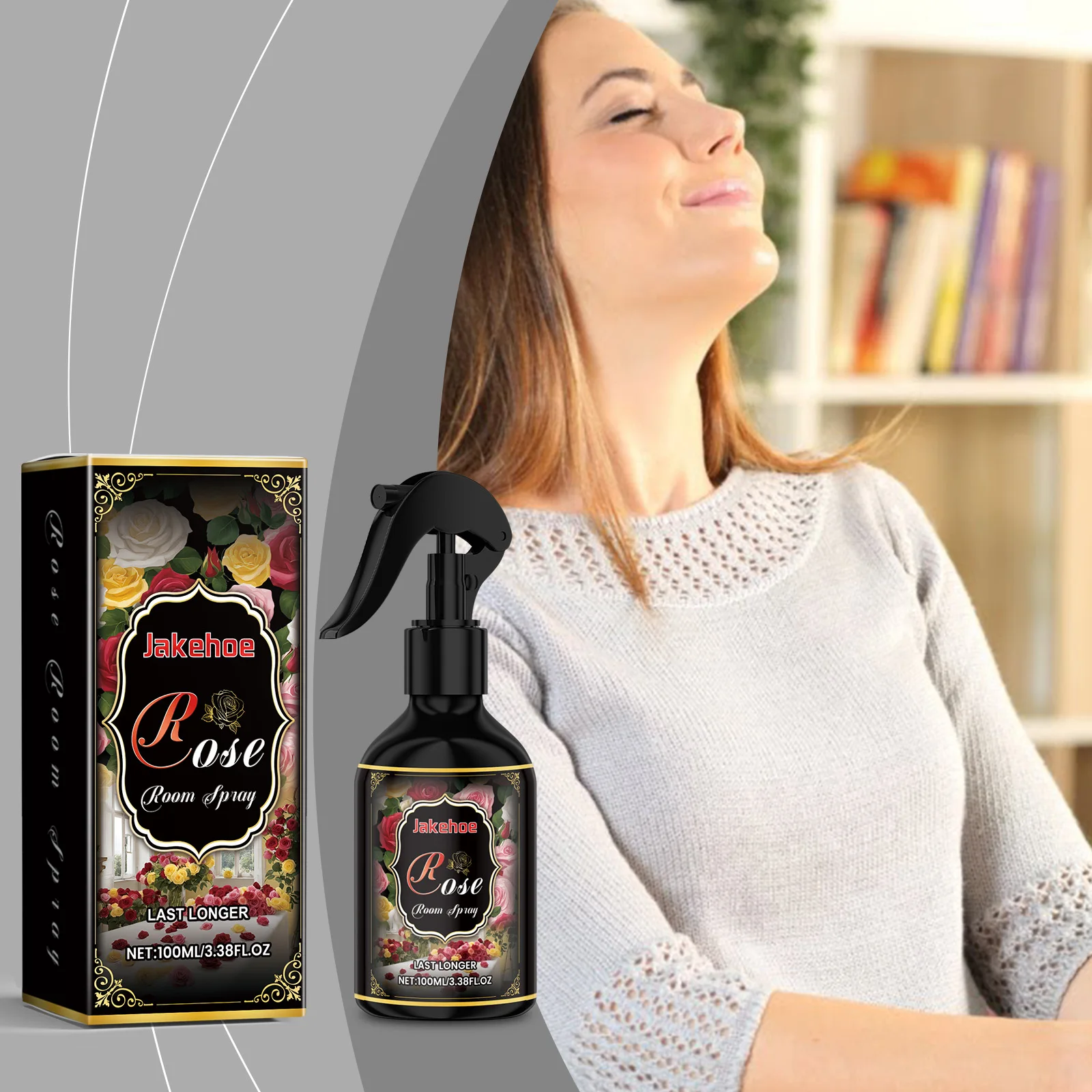 Rose Room Spray - 3.38 fl oz (100ml) Long-Lasting Home Fragrance Mist, Premium Rose Scented Odor Eliminator & Air Freshener Spray for Bedroom, Living Room, Linen and Bathroom