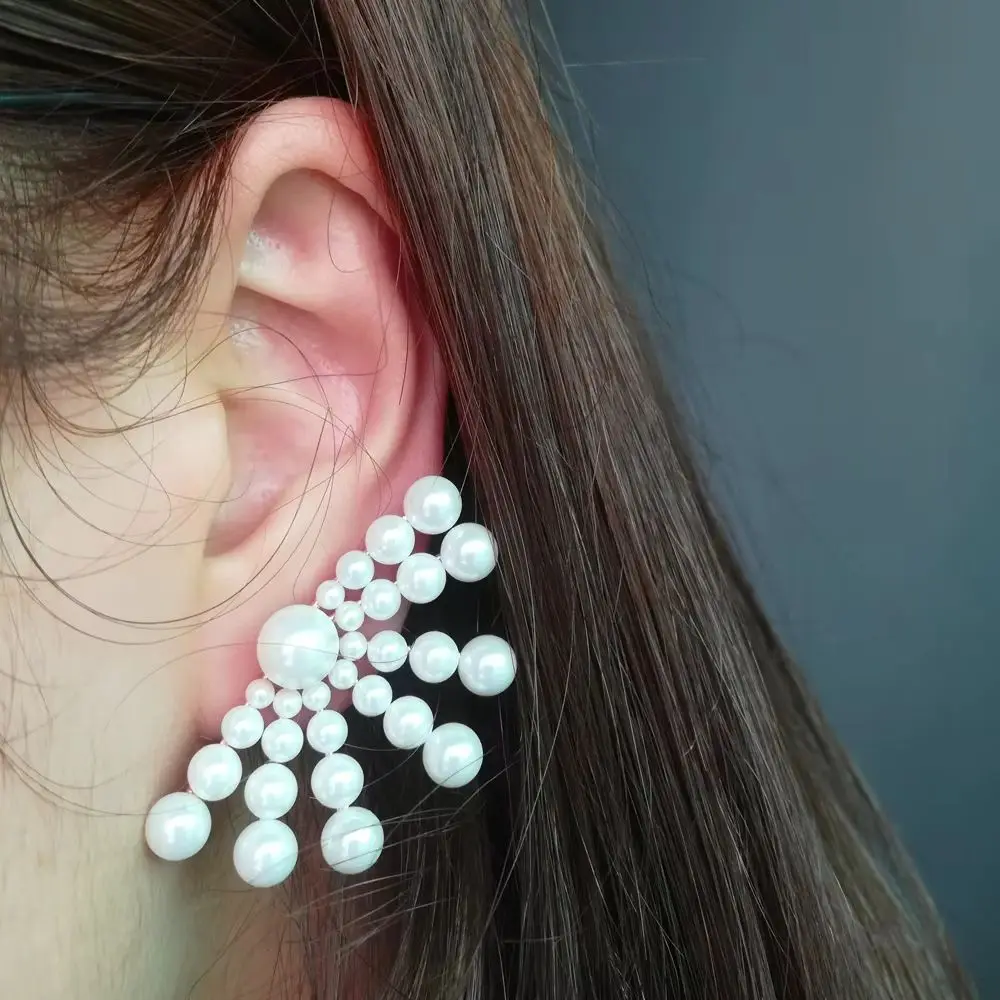 

Missvikki New HOT Luxury Shiny White Pearls Earrings Women High Quality Mirco CZ Paved Cubic Zircon Bridal Wedding Jewelry