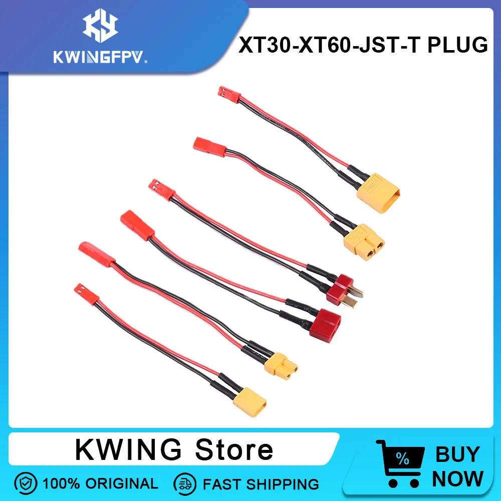 XT60 to XT30 Battery Connector 16AWG Silicone Wire JST to T Plug/ XT60 22AWG Dual Extension For RC Lipo Battery Quadcopter