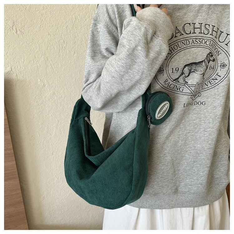 2026 Neue Schultertasche für Damen, Ins-Stil, Japanischer Cord, für Studenten und Pendler, Vielseitige Große Umhängetasche – Detail 10